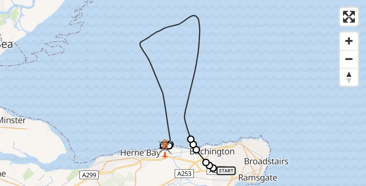 Flight route Coastguard Helicopter Manston Airport - Hillborough, 10 June 2026, 08:26