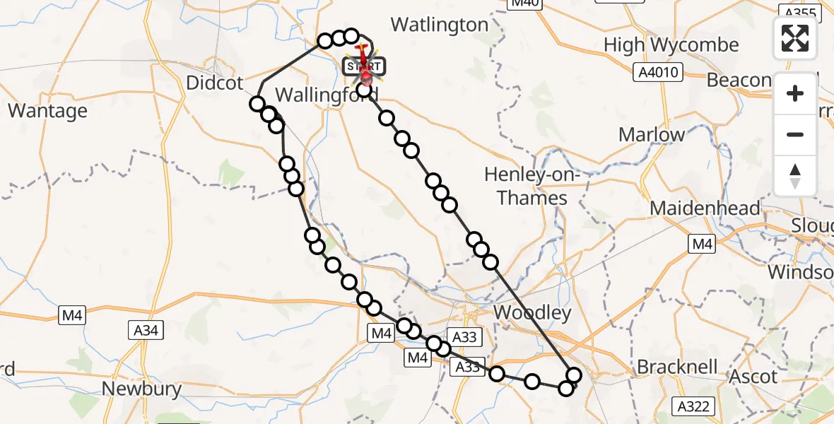 Flight route Air Ambulance Helicopter RAF Benson - RAF Benson, 10 June 2026, 08:55