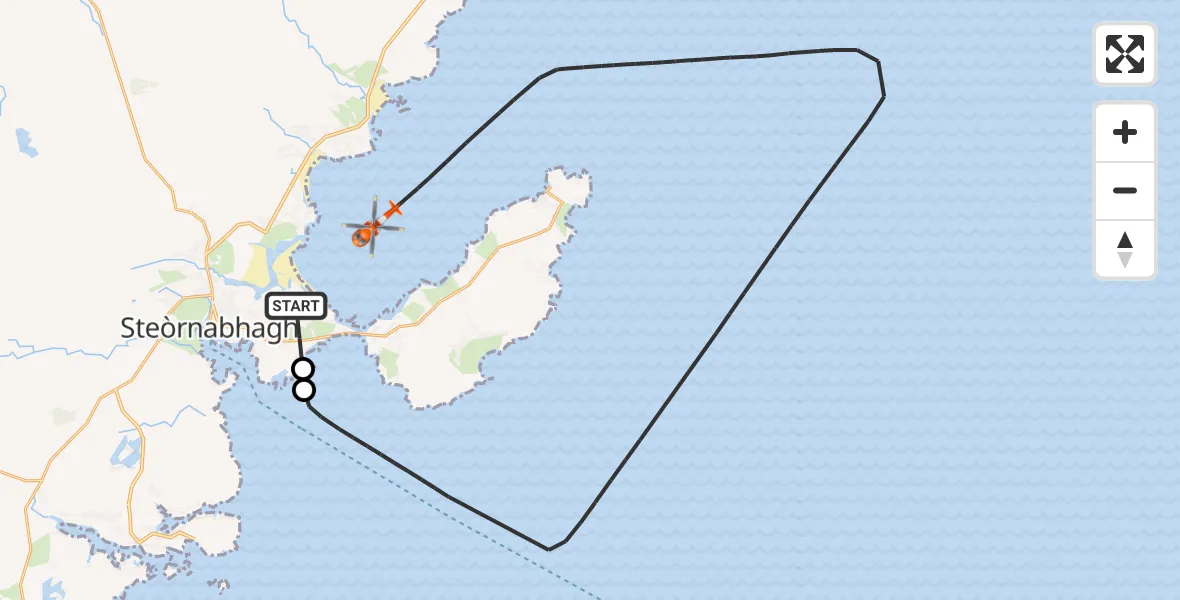 Flight route Coastguard Helicopter Stornoway Airport - Inner Seas, 10 June 2026, 09:13