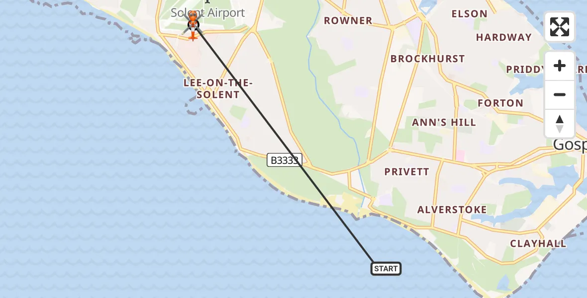 Flight route Coastguard Helicopter English Channel - Solent Airport, 10 June 2026, 09:52