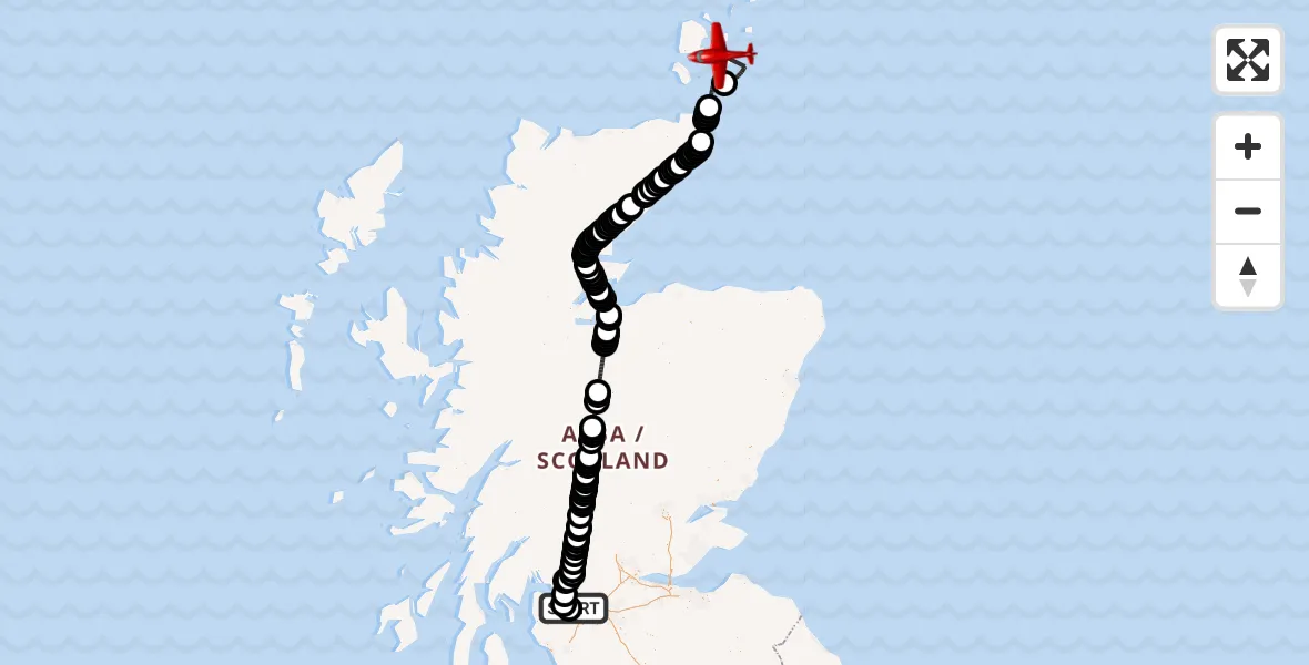 Flight route Air Ambulance Aircraft Glasgow Airport - Tankerness, 10 June 2026, 11:27
