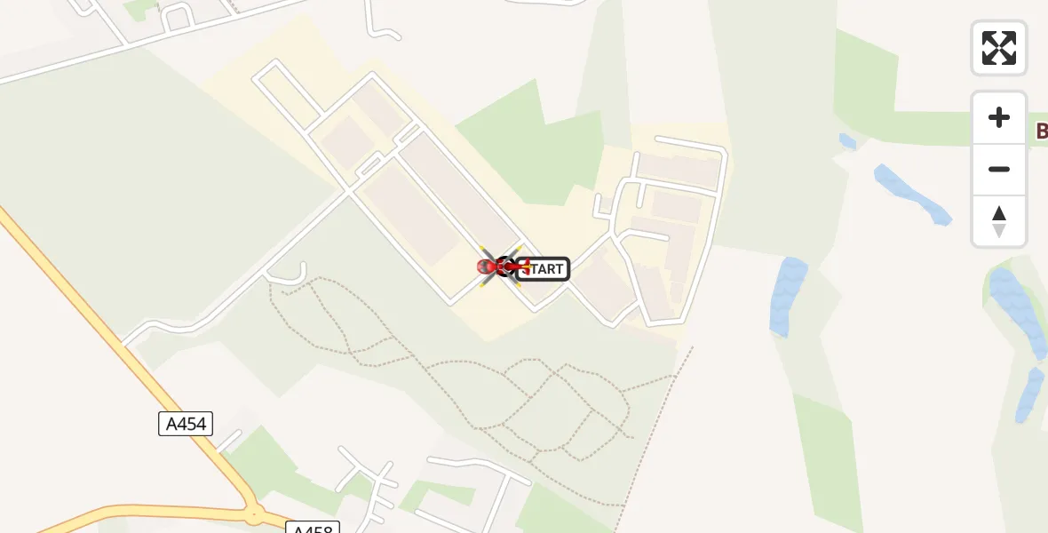 Flight route Air Ambulance Helicopter Worfield - Worfield, 10 June 2026, 11:28