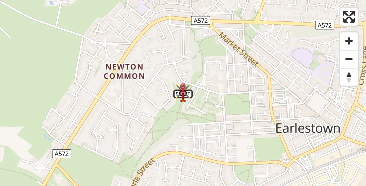Flight route Air Ambulance Helicopter Earlestown - Earlestown, 10 June 2026, 12:40