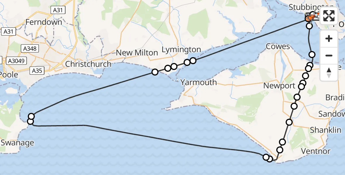 Flight route Coastguard Helicopter Solent Airport - Solent Airport, 10 June 2026, 14:15