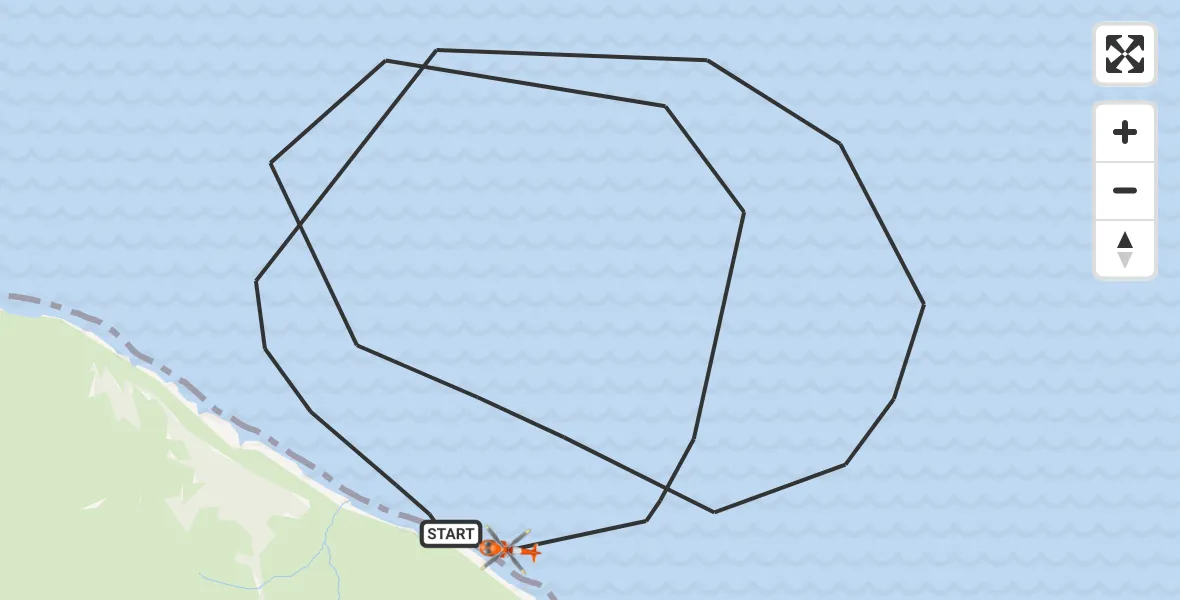 Flight route Coastguard Helicopter Inner Seas - Inner Seas, 10 June 2026, 15:39