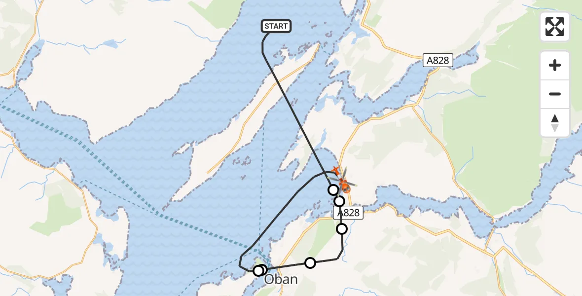 Flight route Coastguard Helicopter Inner Seas - Benderloch, 10 June 2026, 15:53