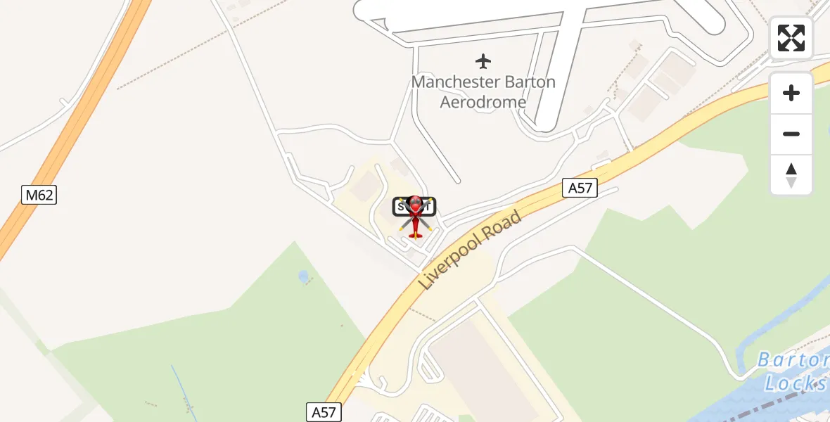 Flight route Air Ambulance Helicopter Manchester Barton Aerodrome - Irlam, 10 June 2026, 18:10