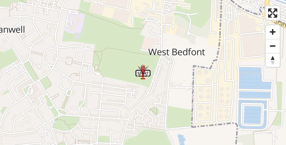 Flight route Air Ambulance Helicopter West Bedfont - West Bedfont, 10 June 2026, 21:12