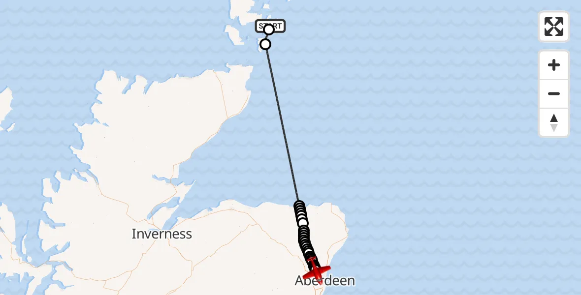 Flight route Air Ambulance Aircraft Toab - Dyce and Stoneywood, 10 June 2026, 22:30