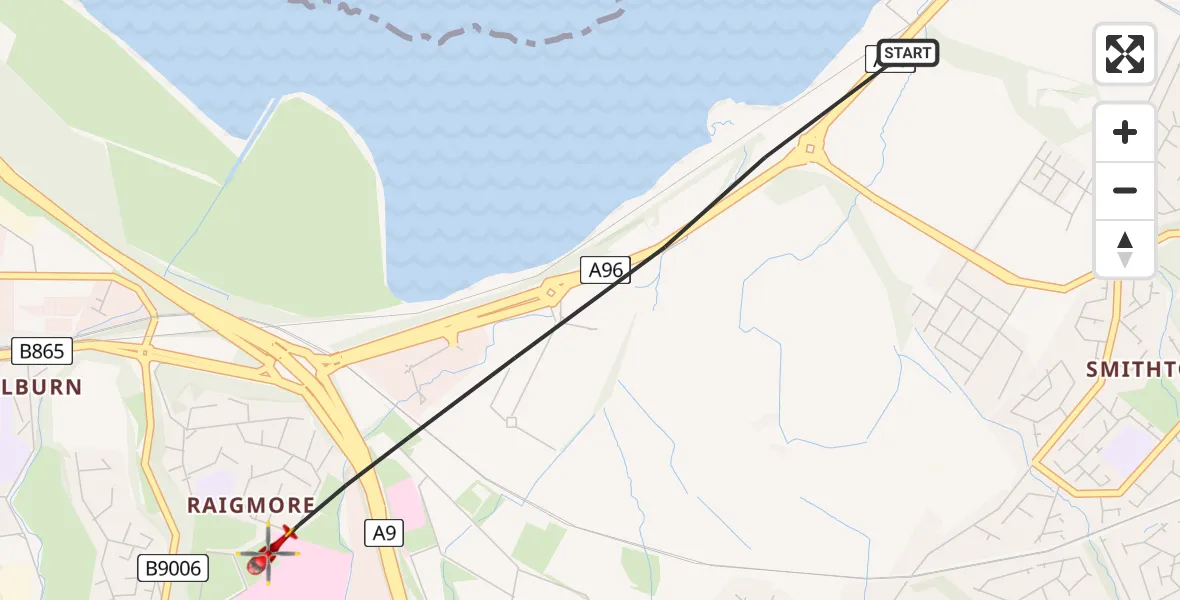 Flight route Air Ambulance Helicopter Inverness - Inverness, 10 June 2026, 23:39
