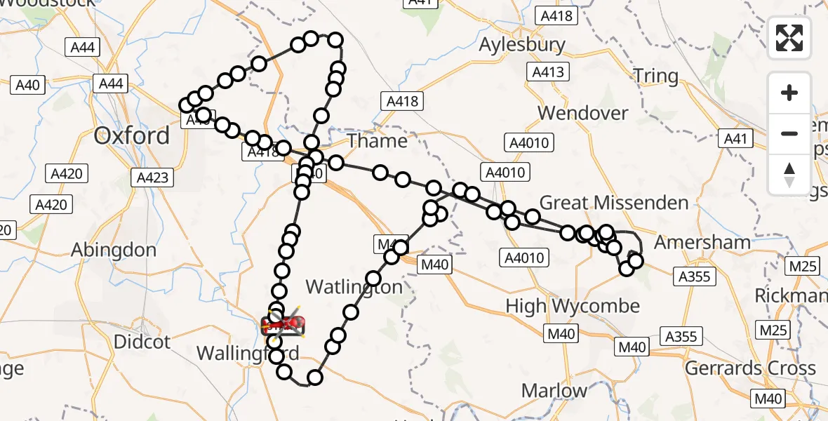 Flight route Air Ambulance Helicopter RAF Benson - RAF Benson, 11 June 2026, 08:09