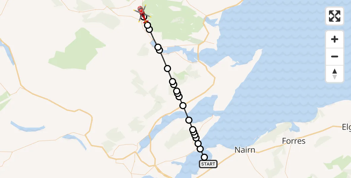 Flight route Air Ambulance Helicopter Ardersier - Achinduich, 11 June 2026, 09:05