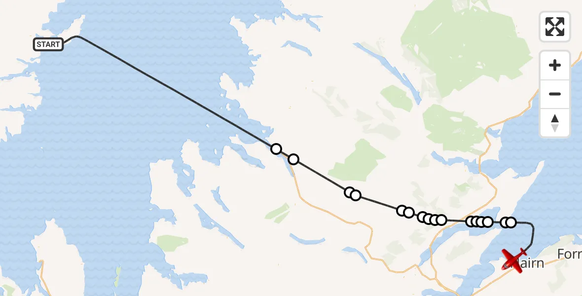 Flight route Air Ambulance Aircraft Inner Seas - Delnies, 11 June 2026, 09:58