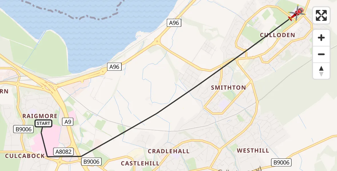 Flight route Air Ambulance Helicopter Inverness - Inverness, 11 June 2026, 10:40