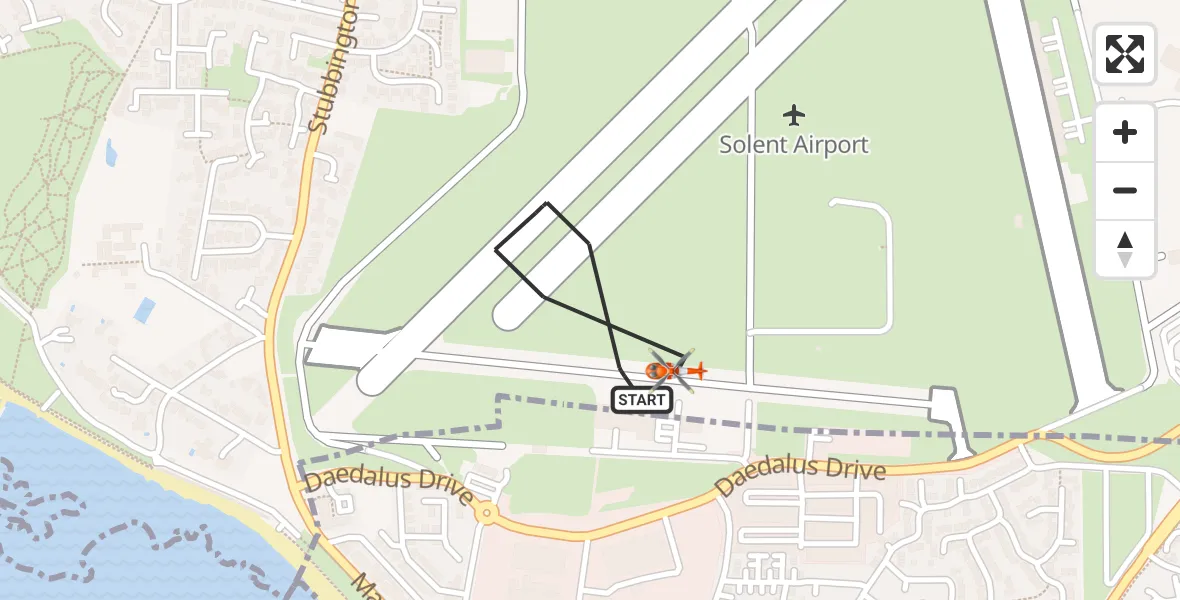 Flight route Coastguard Helicopter Solent Airport - Solent Airport, 11 June 2026, 13:34