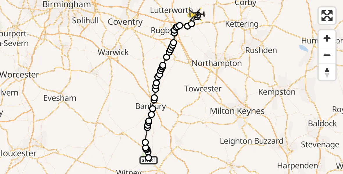 Flight route Police Helicopter Bladon - Sulby, 11 June 2026, 14:01