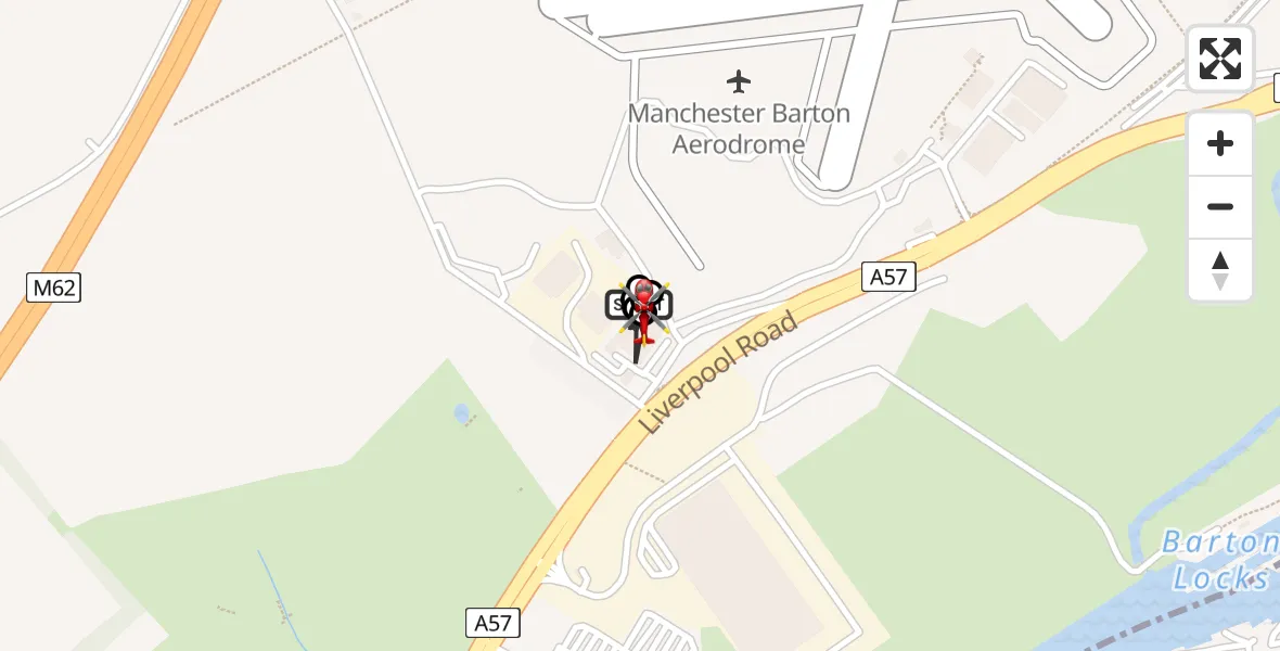 Flight route Air Ambulance Helicopter Manchester Barton Aerodrome - Irlam, 11 June 2026, 15:02