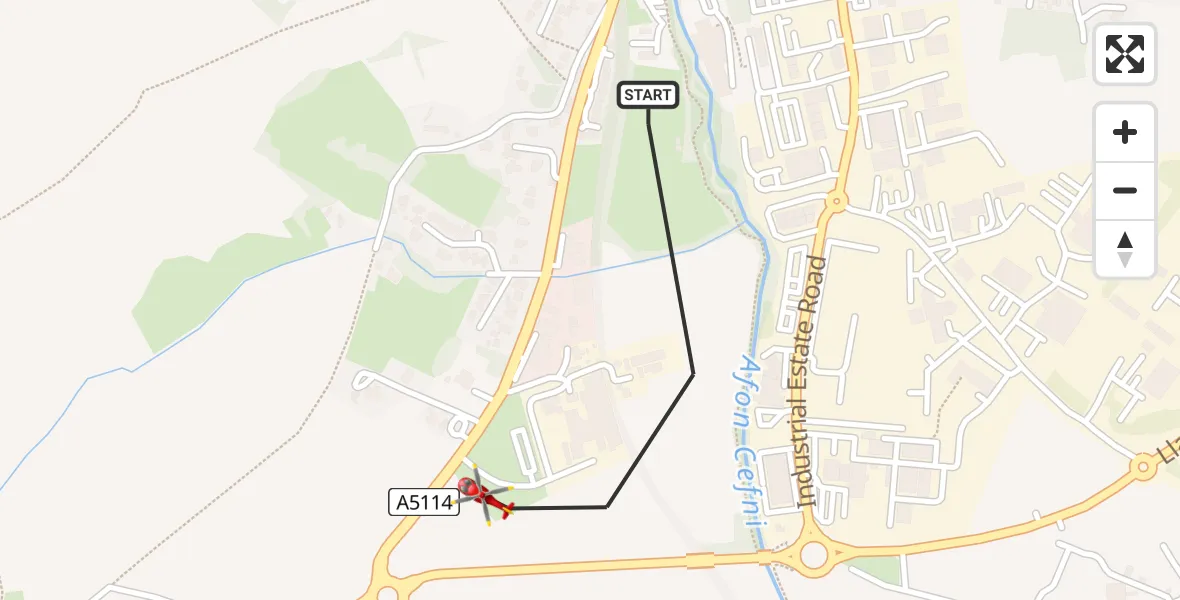 Flight route Air Ambulance Helicopter Llangefni - Llangefni, 11 June 2026, 15:19