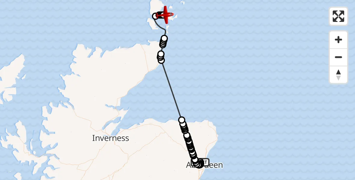 Flight route Air Ambulance Aircraft Aberdeen International Airport - Kirkwall, 11 June 2026, 15:28