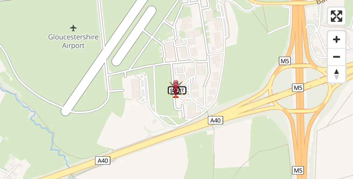 Flight route Air Ambulance Helicopter Gloucestershire Airport - Tewkesbury, 11 June 2026, 15:40