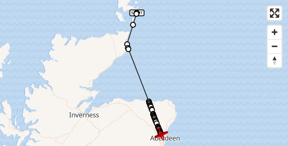 Flight route Air Ambulance Aircraft Toab - Aberdeen International Airport, 11 June 2026, 16:32