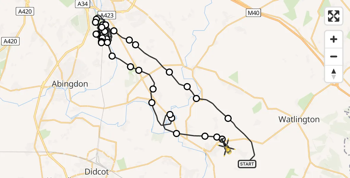 Flight route Police Helicopter Ewelme - Benson, 11 June 2026, 16:44