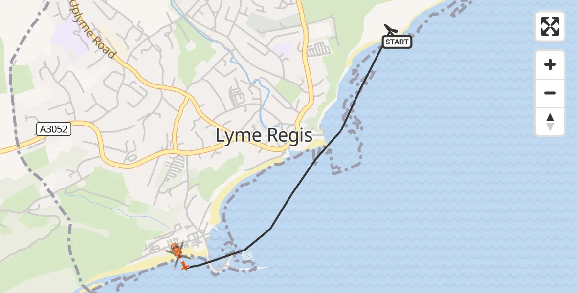 Flight route Coastguard Helicopter Lyme Regis - Lyme Regis, 11 June 2026, 17:16