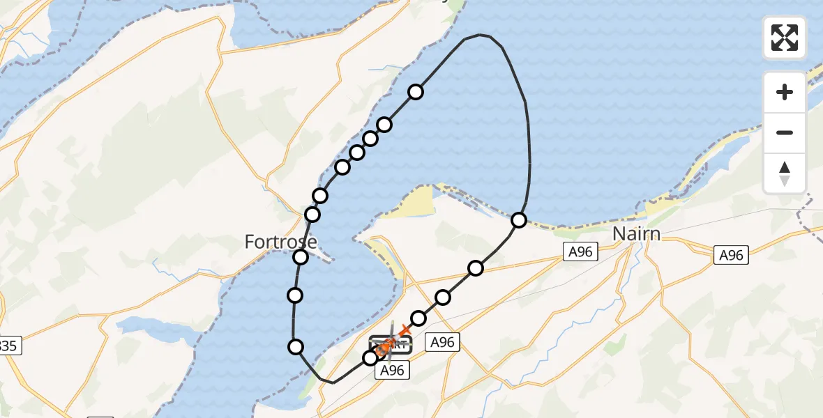 Flight route Coastguard Helicopter Inverness Airport - Inverness Airport, 11 June 2026, 18:31