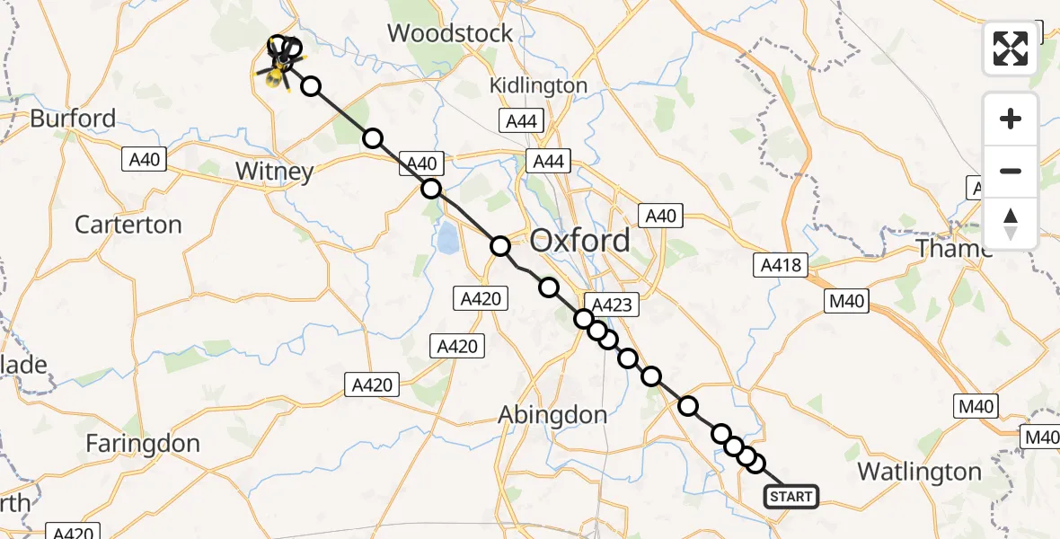 Flight route Police Helicopter Berrick Salome - Ramsden, 11 June 2026, 19:52
