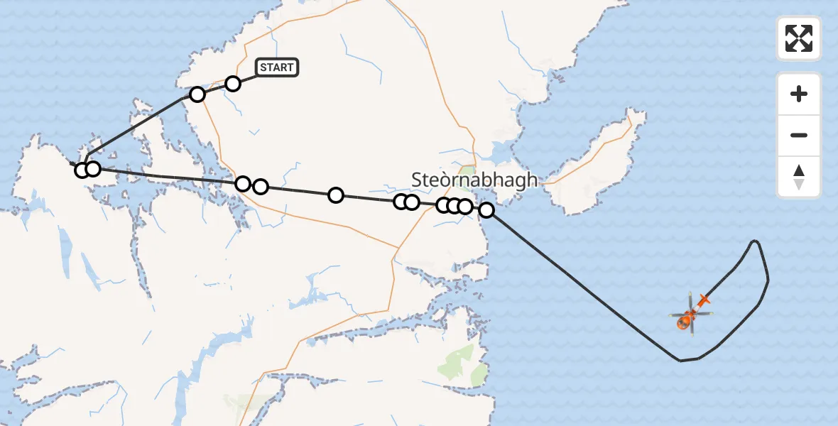 Flight route Coastguard Helicopter Siabost - Inner Seas, 12 June 2026, 09:28