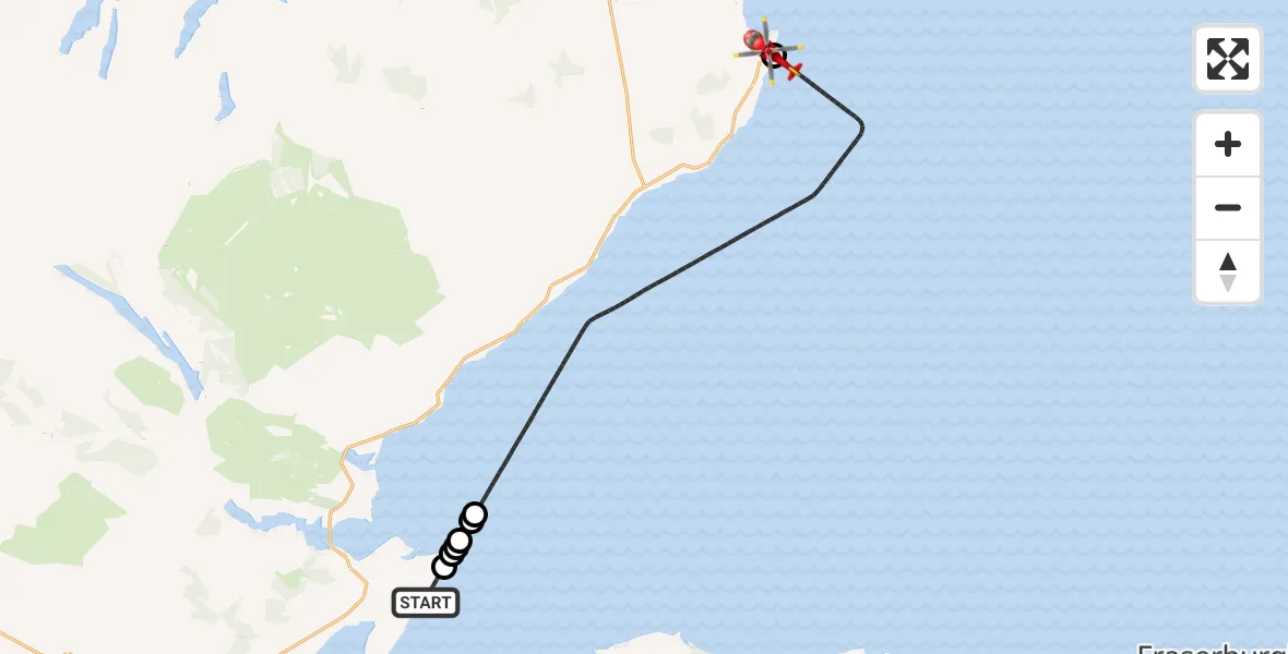 Flight route Air Ambulance Helicopter Hilton of Cadboll - Papigoe, 12 June 2026, 12:18