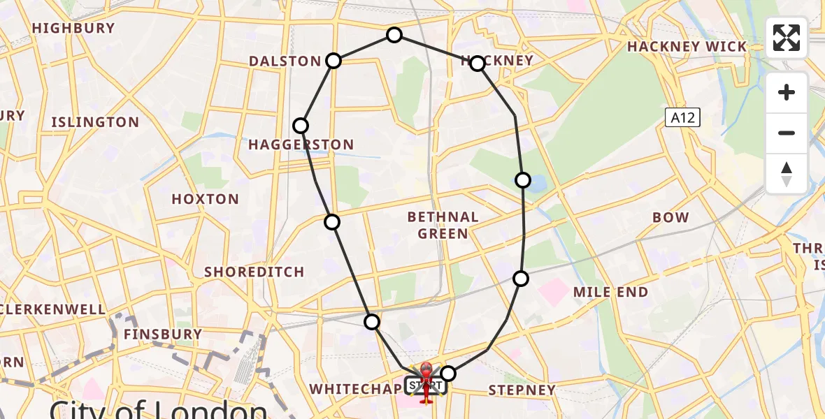 Flight route Air Ambulance Helicopter Royal London Hospital - Royal London Hospital, 12 June 2026, 13:24