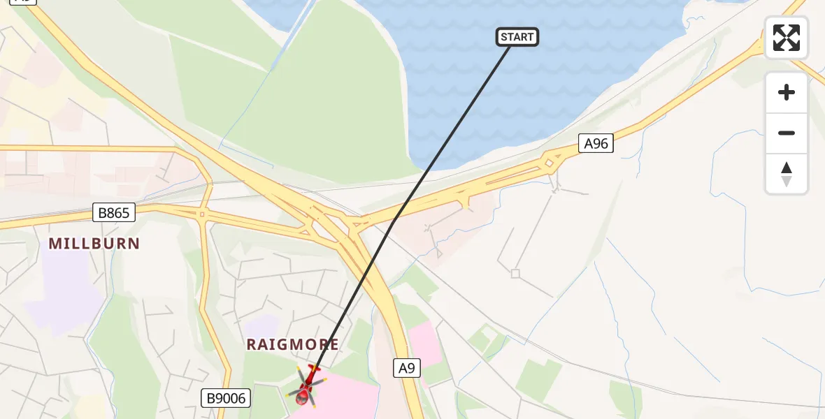 Flight route Air Ambulance Helicopter Inverness - Inverness, 12 June 2026, 13:54