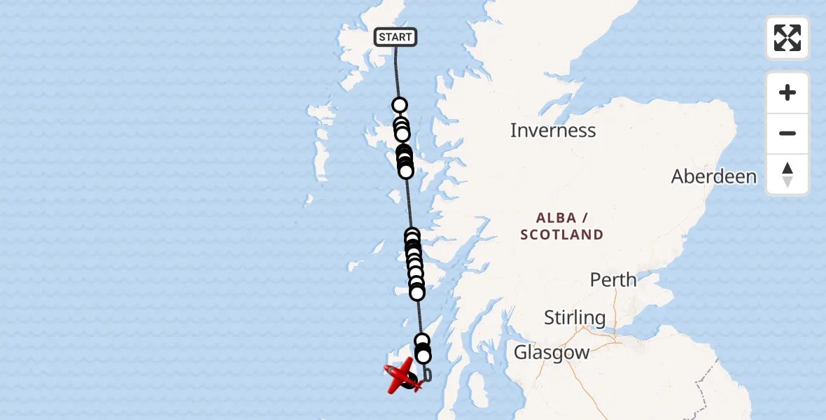 Flight route Air Ambulance Aircraft Inner Seas - Maol na h-Airighe, 12 June 2026, 14:21