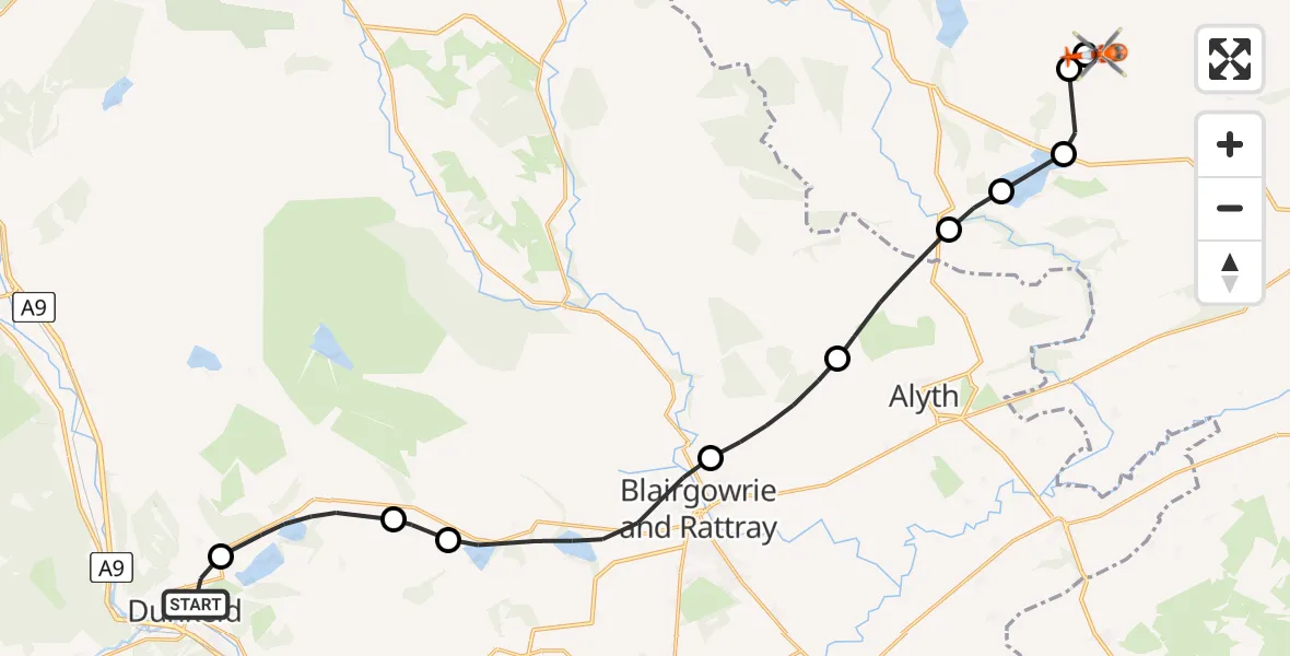 Flight route Coastguard Helicopter Dunkeld - Auldallan, 12 June 2026, 14:32