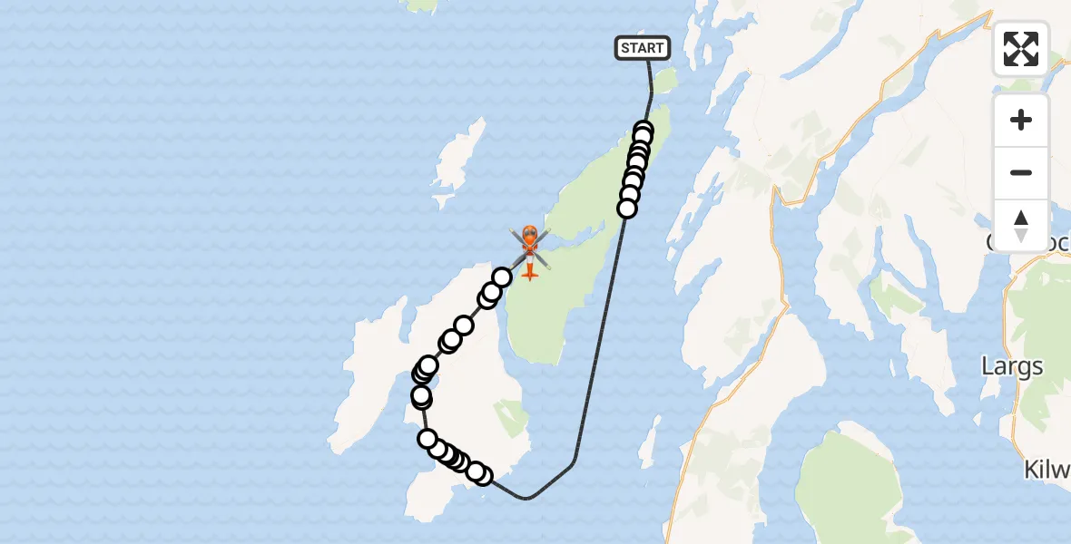 Flight route Coastguard Helicopter Inner Seas - Inner Seas, 12 June 2026, 14:39
