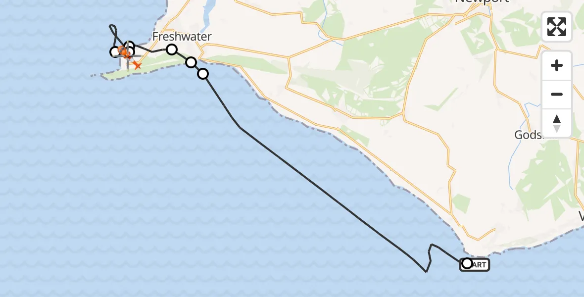 Flight route Coastguard Helicopter Niton - Totland, 12 June 2026, 15:22