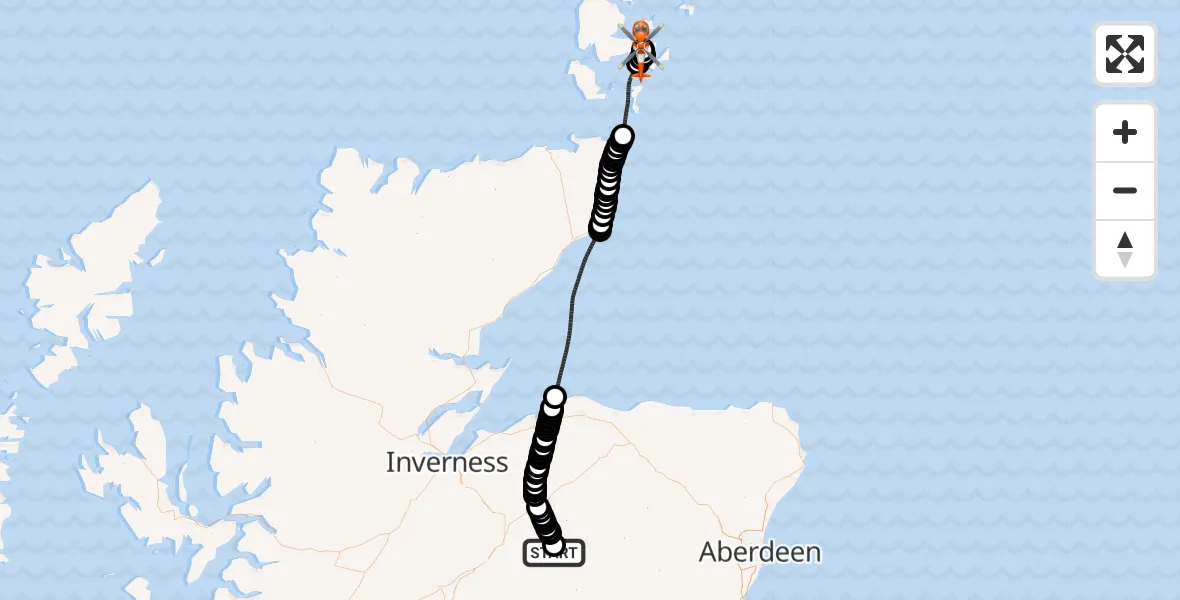 Flight route Coastguard Helicopter Moray - Kirkwall Airport, 12 June 2026, 15:32