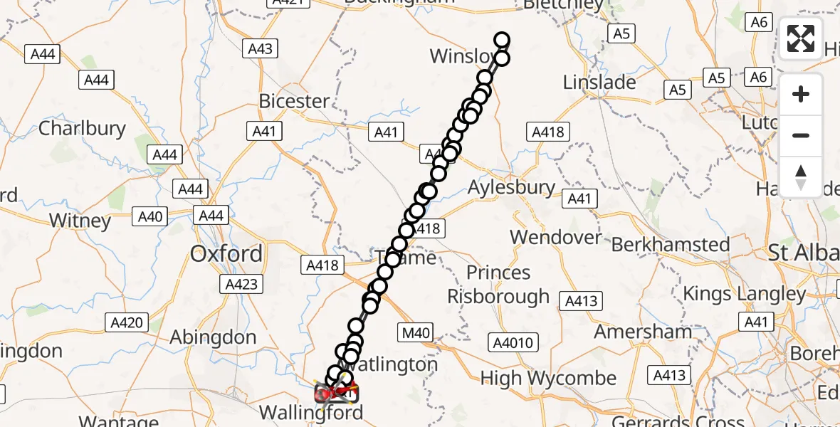 Flight route Air Ambulance Helicopter RAF Benson - RAF Benson, 12 June 2026, 16:11