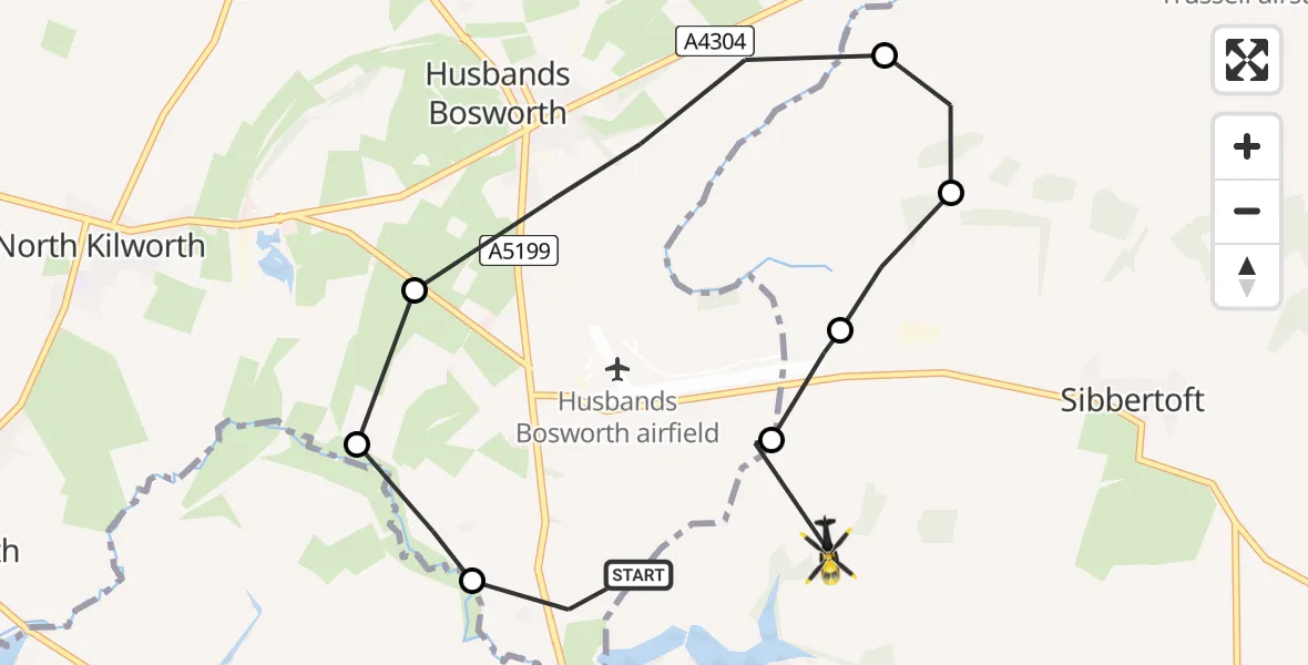 Flight route Police Helicopter Harborough - Sulby, 12 June 2026, 17:19