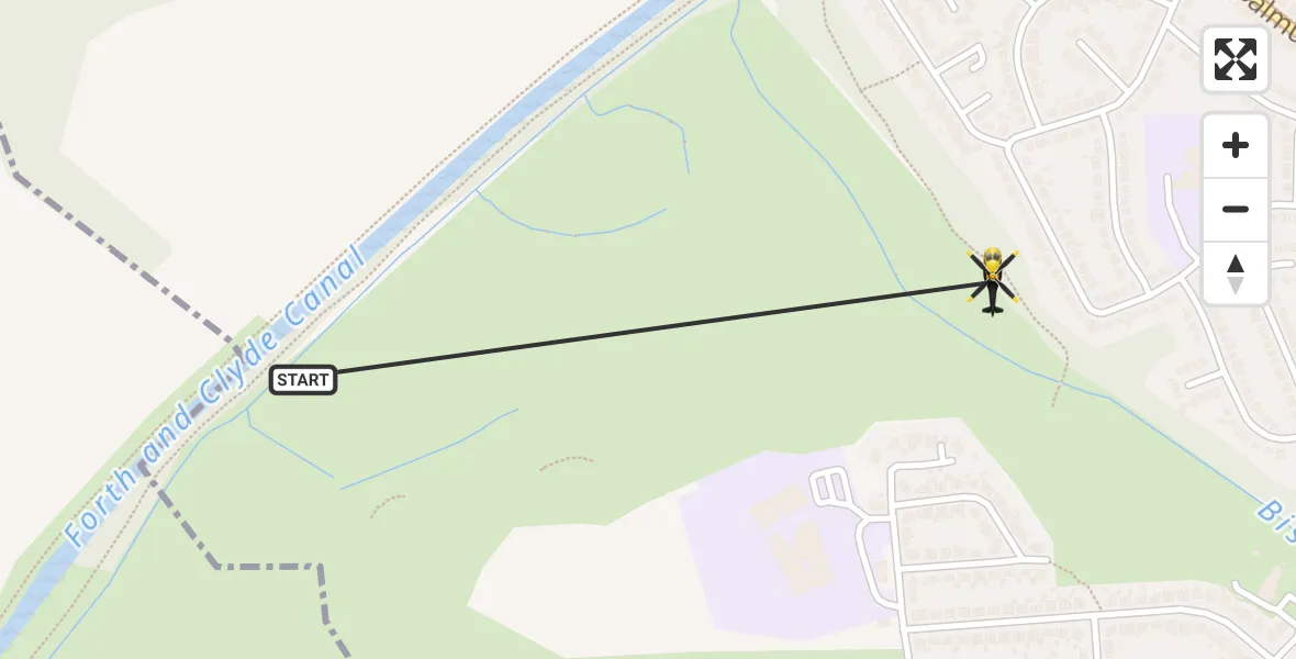 Flight route Police Helicopter Bishopbriggs - Bishopbriggs, 12 June 2026, 21:13