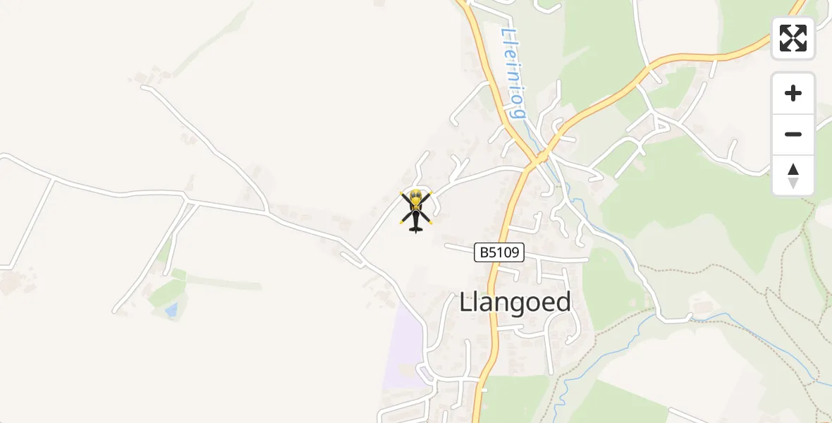 Flight route Police Helicopter Llangoed - Llangoed, 12 June 2026, 21:48