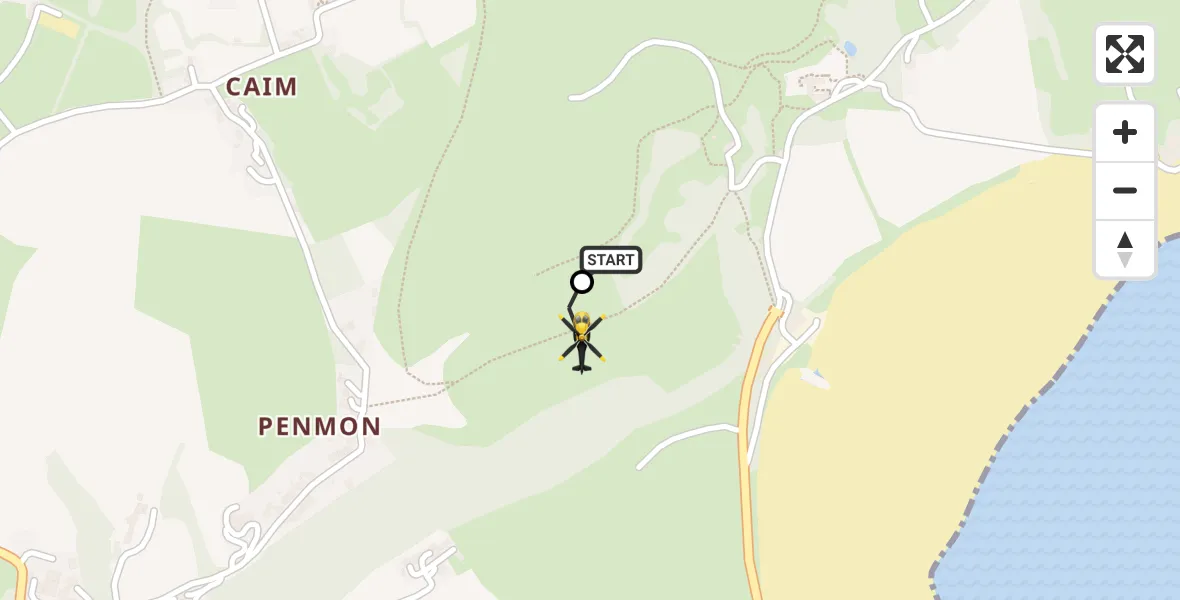 Flight route Police Helicopter Beaumaris - Llangoed, 12 June 2026, 21:59