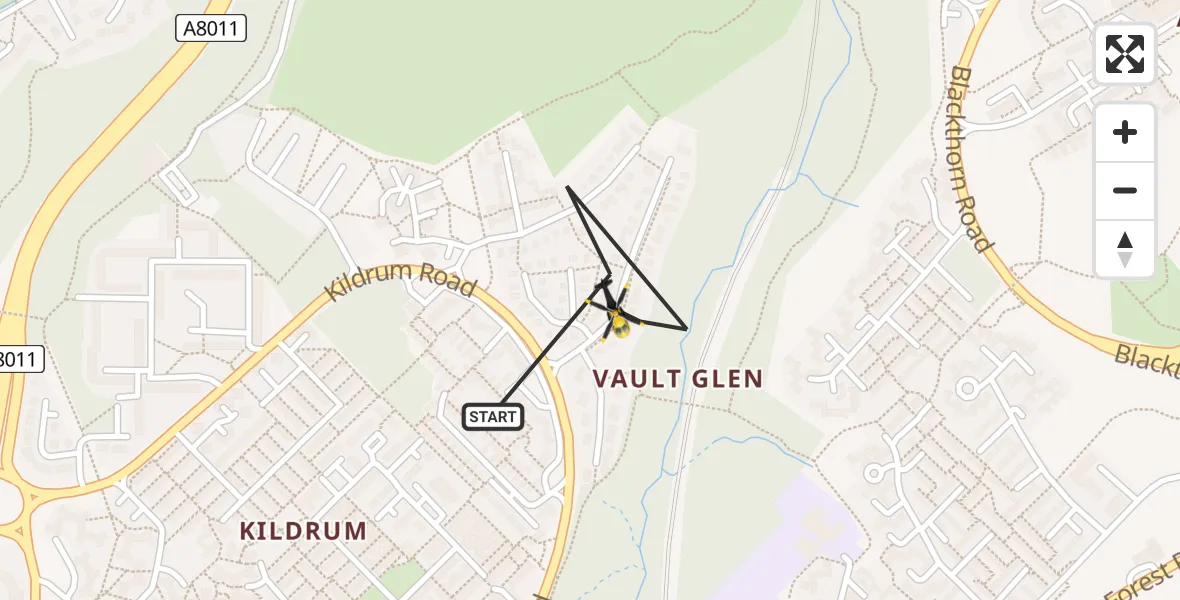 Flight route Police Helicopter Cumbernauld - Cumbernauld, 12 June 2026, 22:03