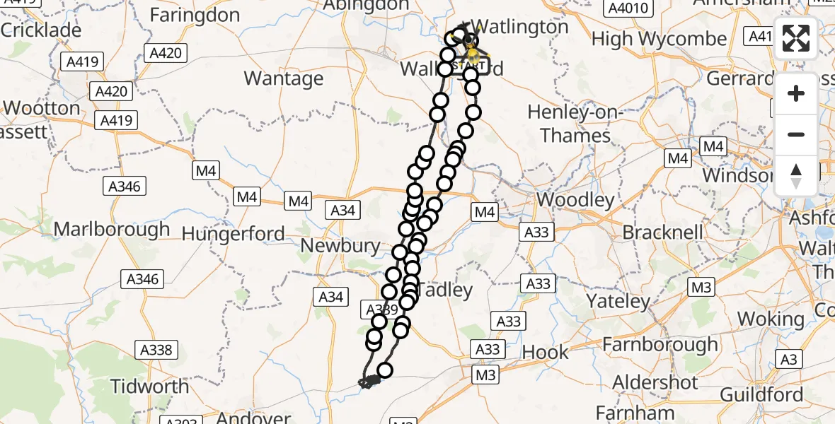 Flight route Police Helicopter RAF Benson - Benson, 12 June 2026, 22:44