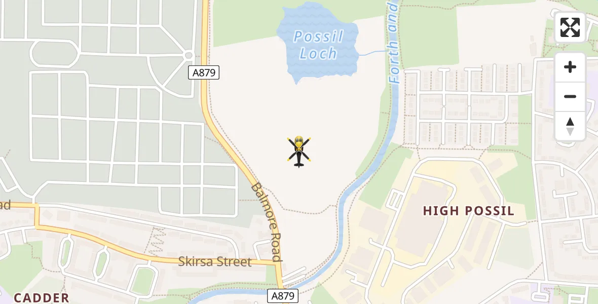 Flight route Police Helicopter Glasgow - Glasgow, 12 June 2026, 23:17