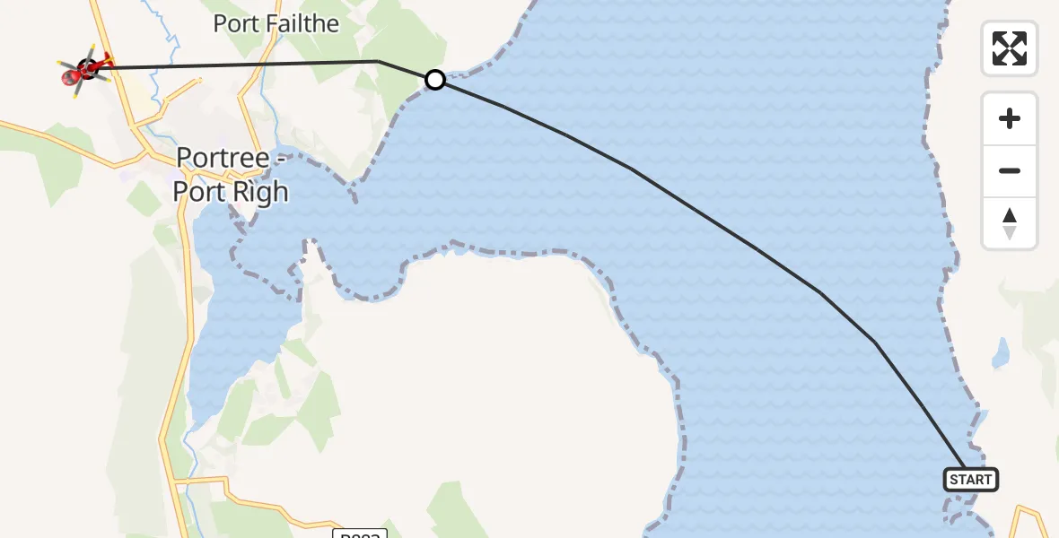 Flight route Air Ambulance Helicopter Inner Seas - Portree Community Helipad, 13 June 2026, 03:59