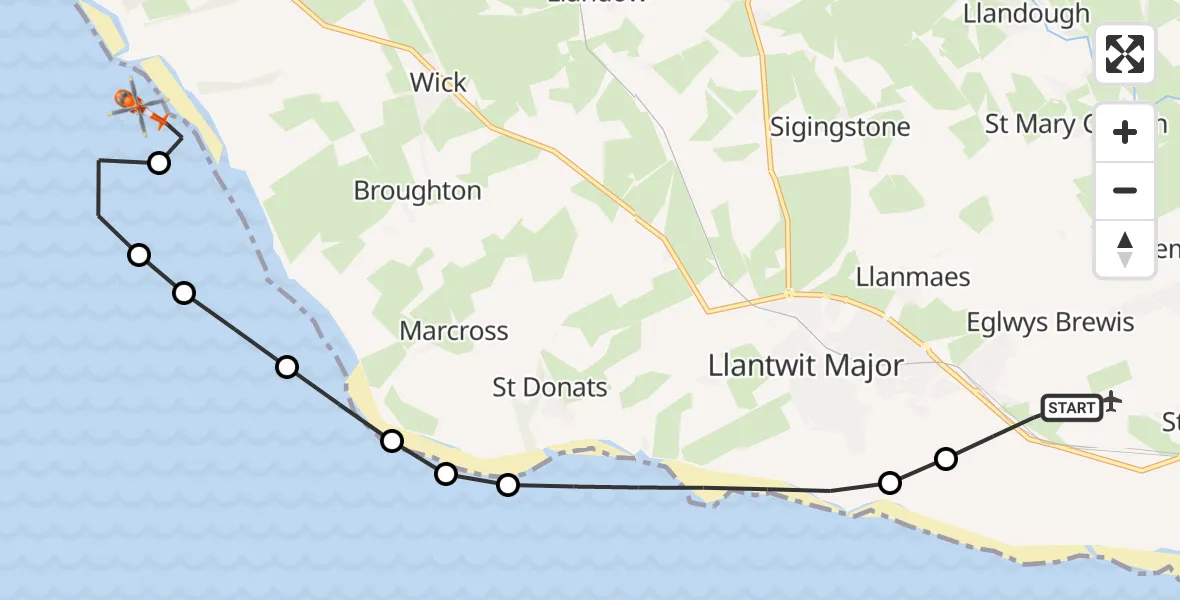 Flight route Coastguard Helicopter MOD St Athan - Wick, 13 June 2026, 08:36
