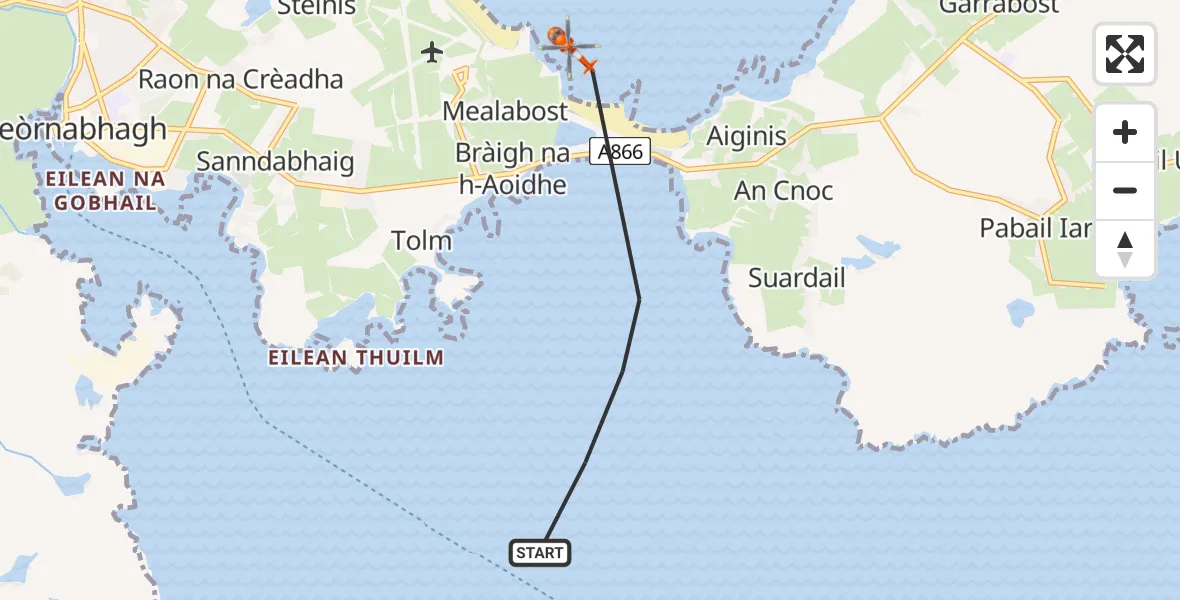Flight route Coastguard Helicopter Inner Seas - Inner Seas, 13 June 2026, 10:23