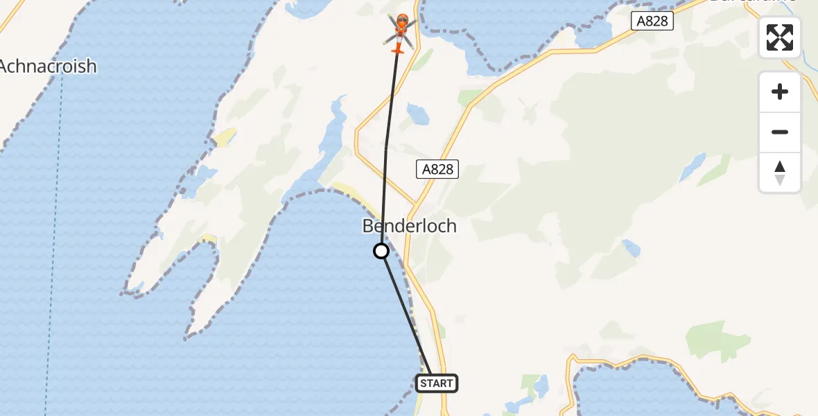 Flight route Coastguard Helicopter Oban Airport - Inner Seas, 13 June 2026, 11:50